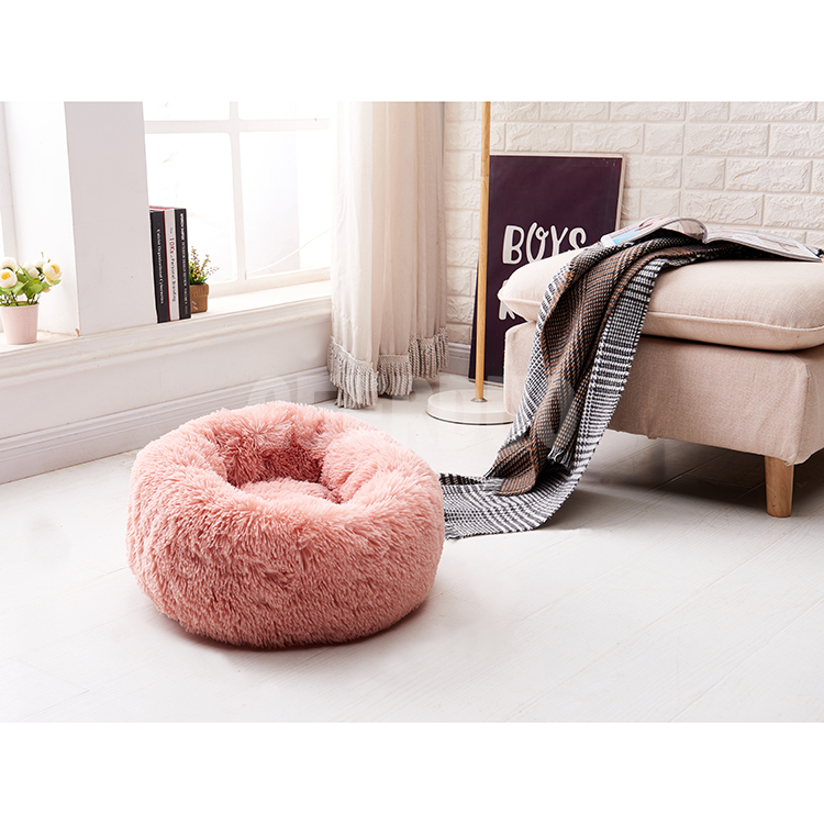 Multiple Colors Soft Plush Faux Fur Fluffy Donut Pet Dog Cat Sleeping Cushion Bed GRDDB-3