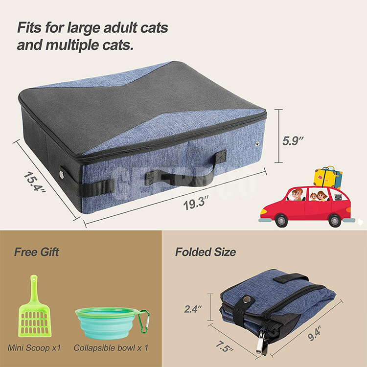 Portable Collapsible Travel Cat Litter Box with Lid and Handle Standard GRDGL-6