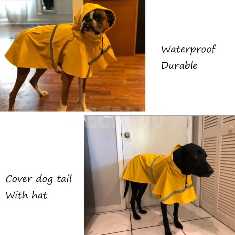 Pet Waterproof Raincoat Rain Jacket Poncho Hoodies with Strip Reflective GRDAR-1