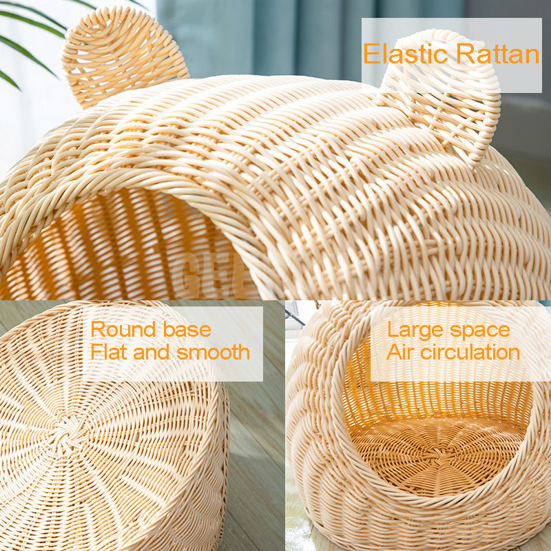 Breathable Cat Bed House Cave Made of Plastic Rattan GRDDC-16