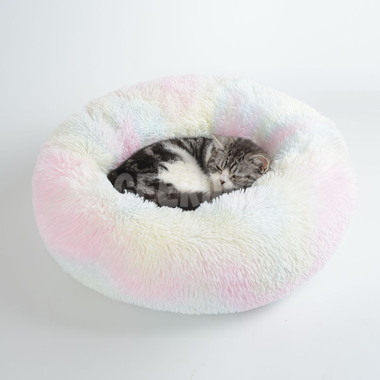 Multiple Colors Soft Plush Faux Fur Fluffy Donut Pet Dog Cat Sleeping Bed GRDDB-3