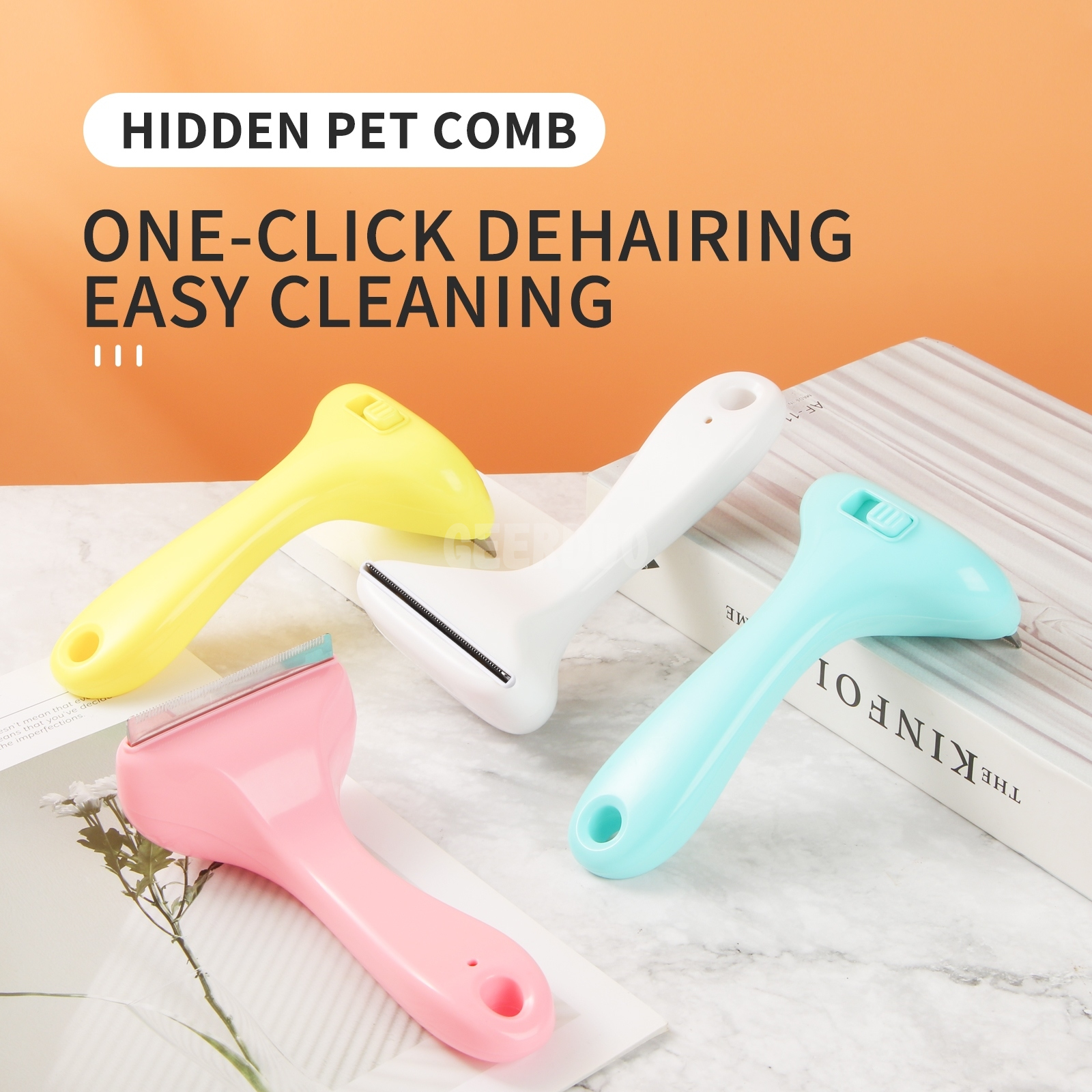 One-click Patent design Pet Grooming Comb Brush GRDGT-3