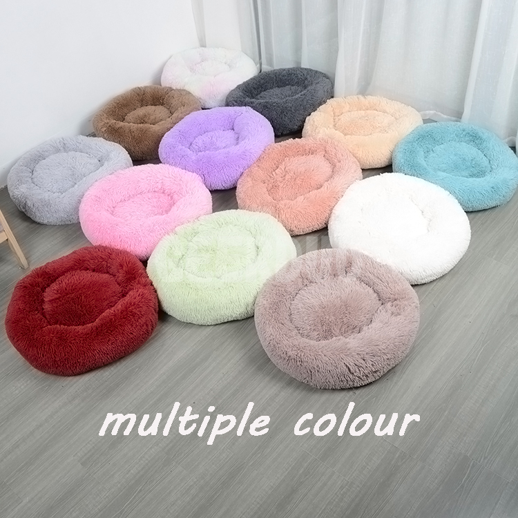 Multiple Colors Soft Plush Faux Fur Fluffy Donut Pet Dog Cat Sleeping Cushion Bed GRDDB-3