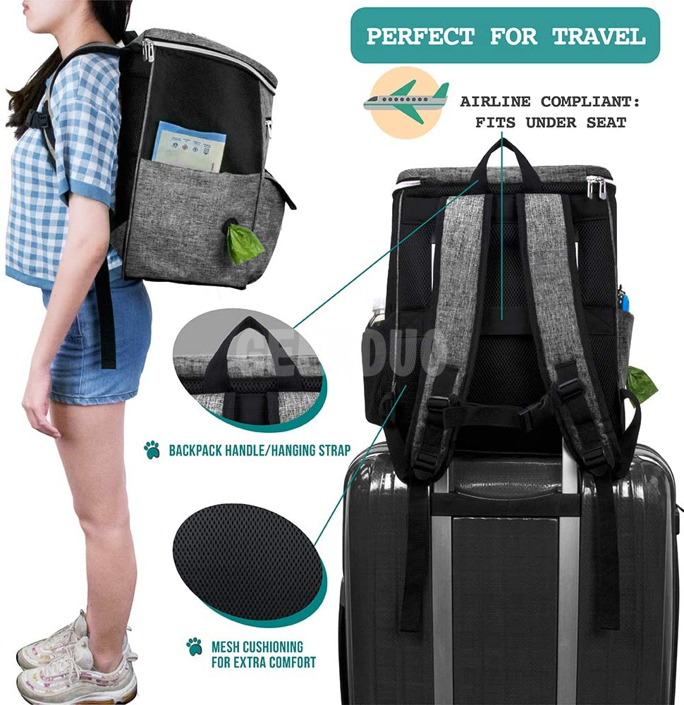 Dog Travel Backpack Organizer with Poop Bag Dispenser GRDBT- 5