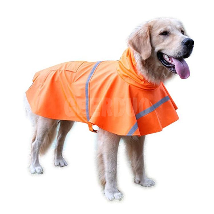 Pet Waterproof Raincoat Rain Jacket Poncho Hoodies with Strip Reflective GRDAR-1