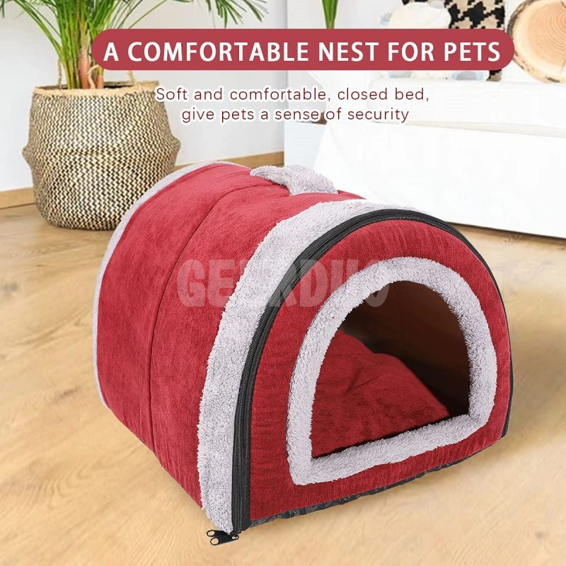2-in-1 Foldable Pet House Ultra Soft Cat Bed for Cat Dogs GRDDC-13
