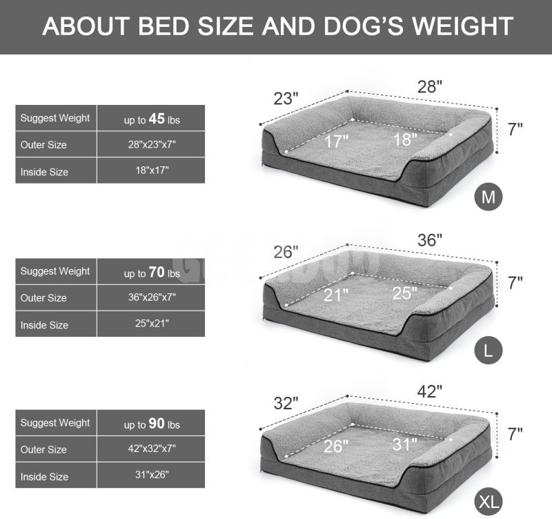 Dog Couch Bed Foam Pet Bed for Comfortable Sleep GRDDB-6