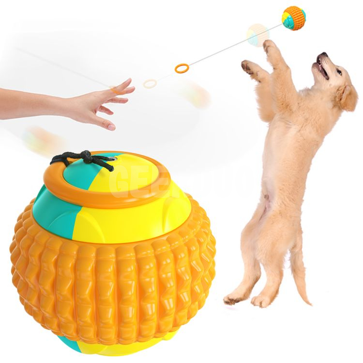 Hand Throwing Dog Training Ball Includes Automatic Retractable Pull Rope GRDTD-1