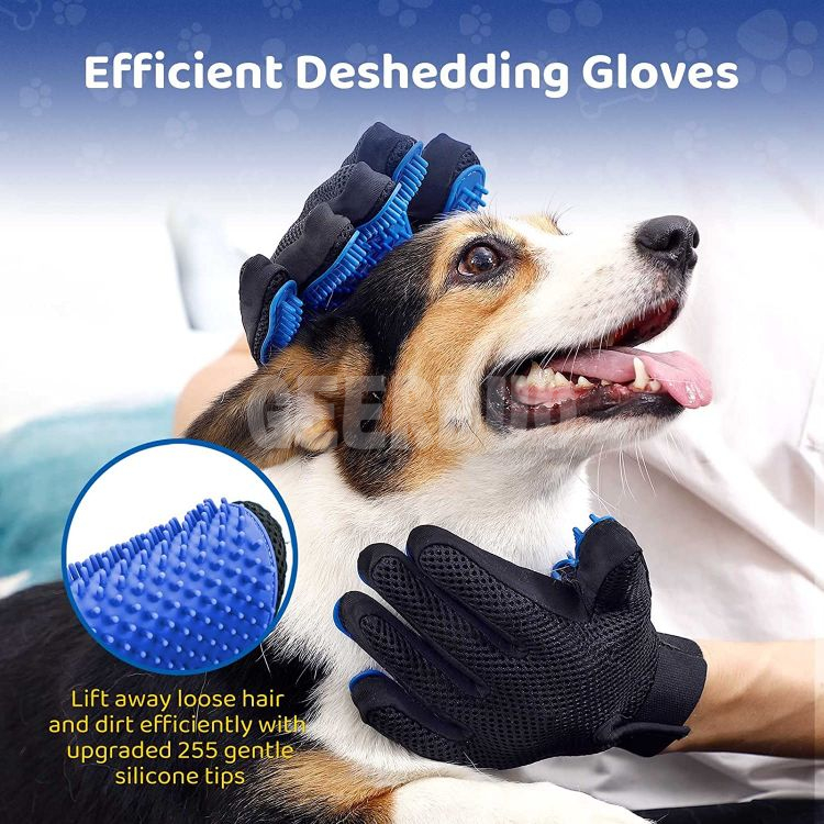 Gentle Deshedding Brush Pet Hair Remover Glove Grooming Glove GRDGT-10
