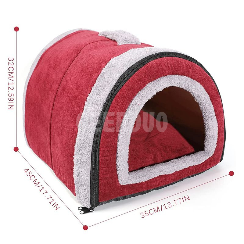 2-in-1 Foldable Pet House Ultra Soft Cat Bed for Cat Dogs GRDDC-13