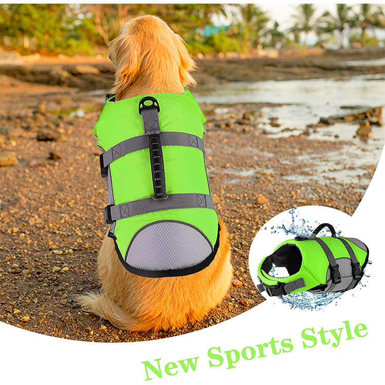 Reflective & Adjustable Dog Life Vest with Rescue Handle for Swimming and Boating GRDAJ-7