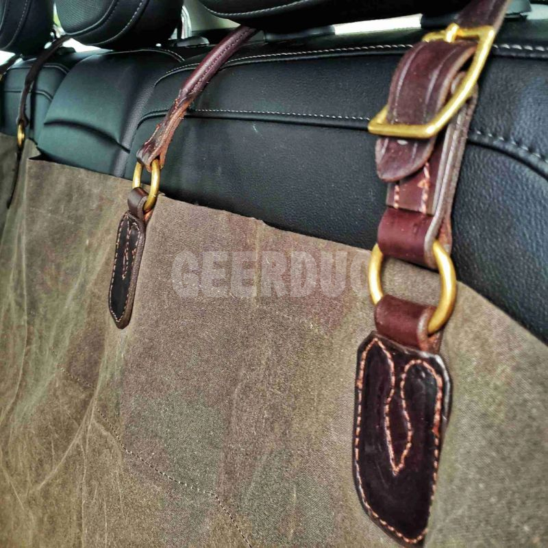 Outdoor Waxed Canvas Finished with Premium Leather Back Seat Dog Cover GRDSB-13