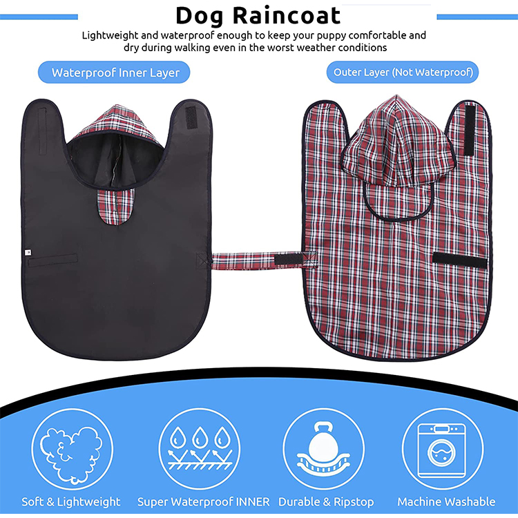 Waterproof Raincoat Rain Jacket Poncho Hoodies with Leash Hole GRDAR-3