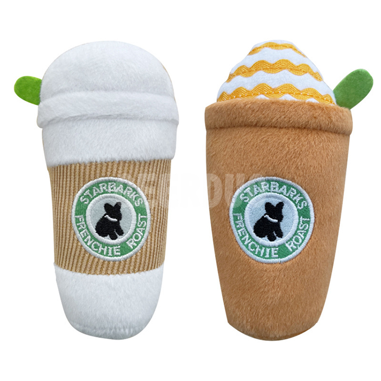 Coffee Cup Squeaky Plush Dog Chew Toy GRDTD-5