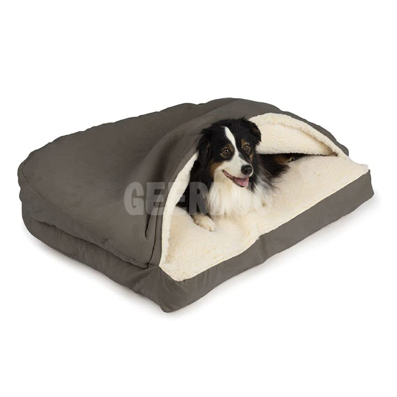 Luxury Rectangle Cozy Cave Pet Sleeping Bed with Microsuede GRDDC-14
